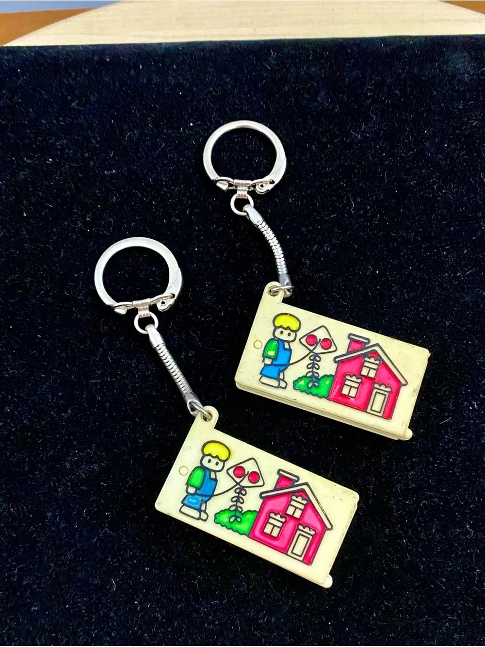 Vintage Plastic Comb Mirror Keychain Lot of 2 Retro Novelty Key Ring Pocket Toy